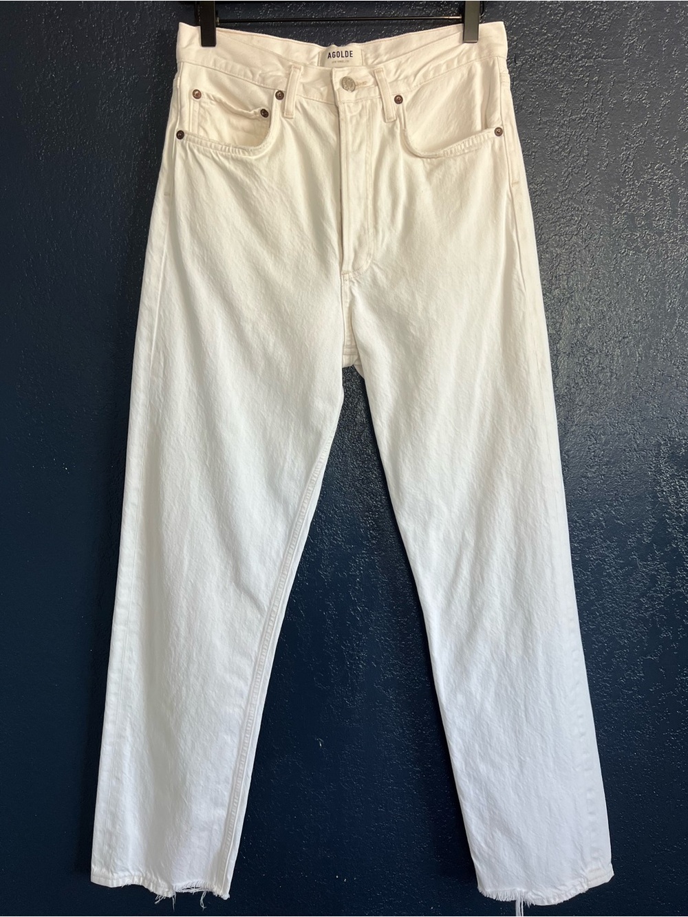 AGOLDE 90s High Rise Straight Leg White Jeans